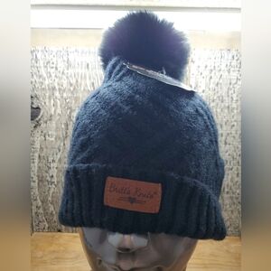 Britt's Knits Winter Hat With Pom Pom Black Kids Youth One Size Unisex Beanie